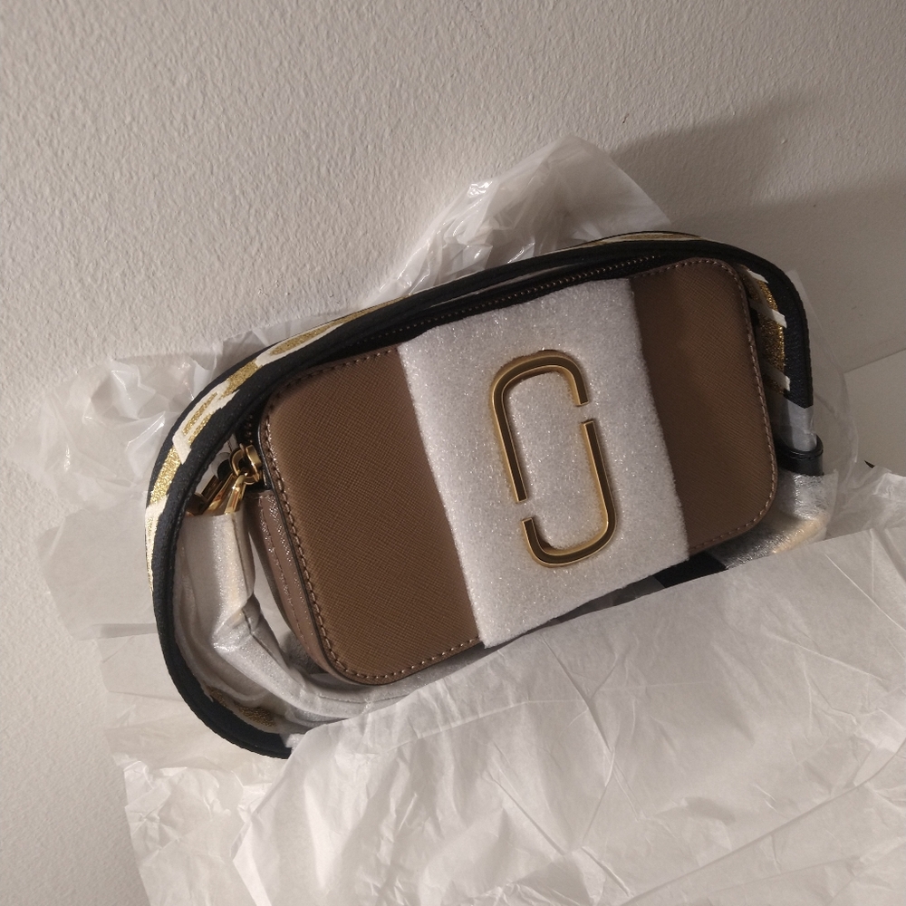 Marc Jacobs Tan Crossbody Bag with Gold Accent